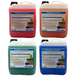 FABA Chemie Flüssigwaschmittel Konzentrat blau,rot,grün,orange 4 x 5 Liter