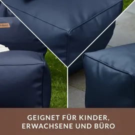 Green Bean Green Bean® Sitzhocker aus Kunstleder - Pouf mit EPS Perlen Füllung - 70x33x28cm - perfekte Ergänzung zum Sitzsack - Sitzwürfel Fußhocker Dunkelblau
