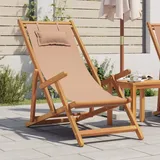 Teenpull – Strandstuhl Klappbar Taupe Massivholz Eukalyptus Und Stoff