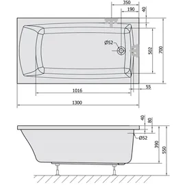 Polysan LILY Rechteckbadewanne 130 x 70 cm (77511)