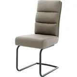 DeLife Freischwinger Pela-Flex Echt-Leder Schlamm Freischwinger rund Schwarz Taschenfederkern,