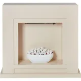 Beliani - Elektrokamin Beige Mit Led Flammeneffekt Kieselsteine Weiß Elektrischer Kamin Kaminumrandung Thermostat Heizung Für Wohnzimmer