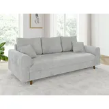 s-style möbel Sofa 3 sitzer mit Braun Holzfüßen im skandinavischen Stil aus Hellgrau