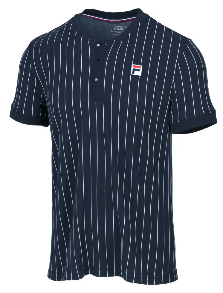 Fila Tennis-Tshirt Button Stripes peacoatblau/weiss Herren