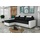 Fun Möbel Ecksofa Schlafsofa Sofa HEDVIG LUX Kunstleder/Stoff Weiß- Schwarz Ottomane Links