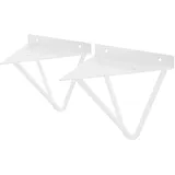 ML-Design 2 Stück Regalhalterung 160 mm, Weiß, aus Metall, Dreieckige Regalhalterungen, Schwebe Regalwinkel, Haarnadel Wandhalterung, Prisma Regalträger für Wandmontage, Hairpin Wandregal Wandkonsole