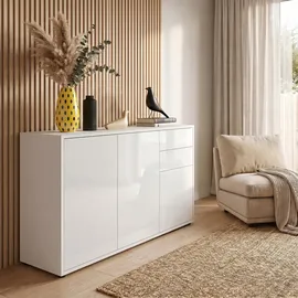 Vladon Ben V3 117 x 74 x 36 cm Weiß matt/Weiß Hochglanz