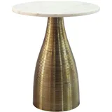 FineBuy FineBuy, Couchtisch + Beistelltisch, Beistelltisch Alu Metall Couchtisch Wohnzimmertisch Marmor Platte Rund (40 x 40 x 48 cm)