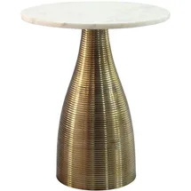 FineBuy FineBuy, Couchtisch + Beistelltisch, Beistelltisch Alu Metall Couchtisch Wohnzimmertisch Marmor Platte Rund (40 x 40 x 48 cm)