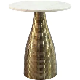FineBuy FineBuy, Couchtisch + Beistelltisch, Beistelltisch Alu Metall Couchtisch Wohnzimmertisch Marmor Platte Rund (40 x 40 x 48 cm)