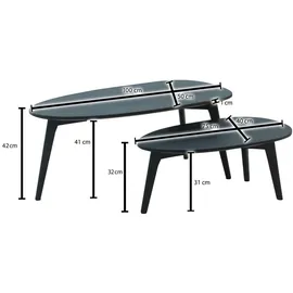 KADIMA DESIGN Retro Couchtische aus Mango Massivholz, 2er Set für stilvollen Wohnbereich