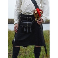 Battle Merchant Wikinger-Kostüm 8 Yard Kilt, Schottenrock, schwarz (uni), Taille 42 in. (XL) schwarz XL - XL