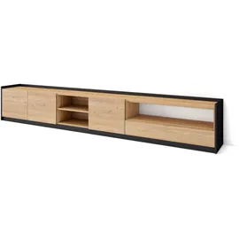 SKRAUT HOME Lowboard 310x50x37 cm Eiche Schwarz Holzwerkstoff