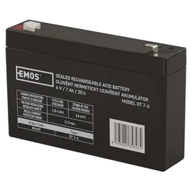 EMOS Wartungsfreier Bleiakku 6V, 7 Ah, Faston 4,7 mm, Bleiakkumulator für Alarmsysteme, Brandmeldetechnik, USV-Geräte, B9659