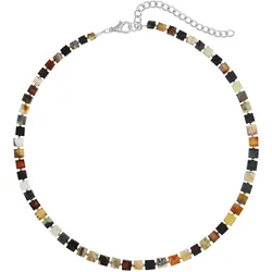 Perlenkette LADY, braun (bernstein), Halsketten, Damen, 45 + 7 Verläng., Glas