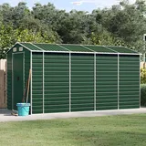 Hovothy Gartenhaus 191x385x198 cm Gartenschrank Wetterfest Geräteschuppen Gartenhaus Metall Fahrradgarage Holzlager Metallschrank Outdoor Grün