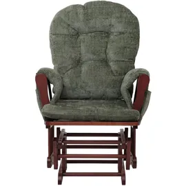 Mendler Relaxsessel HWC-C76 Chenille 52 x 100 x 80 cm Grün mit Hocker