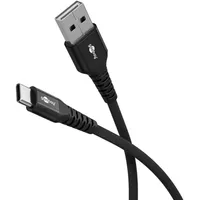 goobay USB 2.0 Textilkabel USB-A Supersoftes mit Metallsteckern, 2 m, schwarz