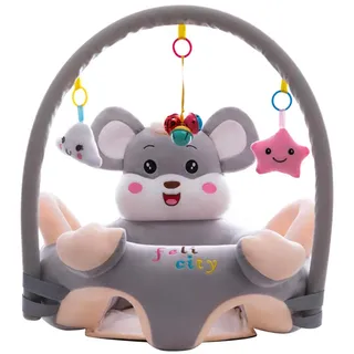 UEB Cartoon Baby Plüsch Stuhl Sofa Infant Learning Sitz Stuhl Baby Spielzeug Support Sitz Training Stützfütterung (Maus mit Stange)