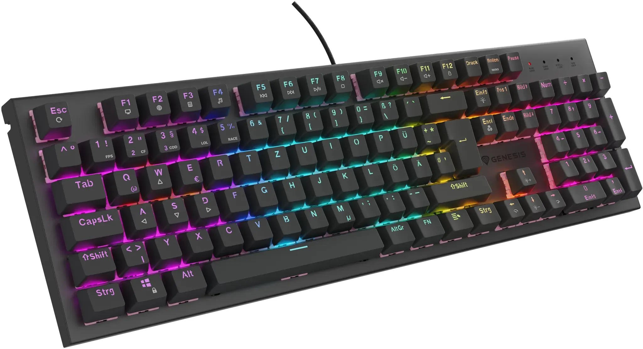 natec GENESIS NKG-2179, Kabelgebunden, USB, Mechanischer Switch, QWERTZ, RGB-LED