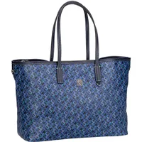 Tommy Hilfiger Shopper TH Monoplay Leather Tote SP24 Space Blue Schwarz Damen