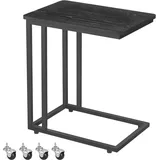 Homcom Beistelltisch C-Form Rollwagen Servierwagen Laptoptisch Sofatisch Beistelltisch Nachttisch Betttisch, mit Metallgestell Industrie-Design, Nachttisch