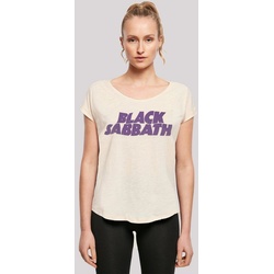 F4NT4STIC T-Shirt Black Sabbath Heavy Metal Band Wavy Logo Distressed Black Print beige XXL