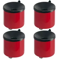 Proregal SparSet 4x Runder feuerlöschender Wandaschenbecher 2 Liter HxØ 16x16cm | Metal Rot mit schwarzem Decker