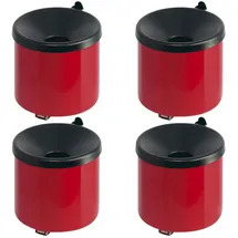 Proregal SparSet 4x Runder feuerlöschender Wandaschenbecher 2 Liter HxØ 16x16cm | Metal Rot mit schwarzem Decker