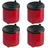 Proregal SparSet 4x Runder feuerlöschender Wandaschenbecher 2 Liter HxØ 16x16cm | Metal Rot mit schwarzem Decker