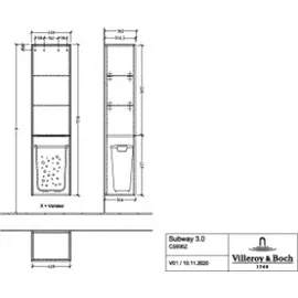 Villeroy & Boch Subway 3.0 Hochschrank C59300VJ 40x171x36,2cm, Schanier rechts/Griff Aluminium glänzend, Nordic oak