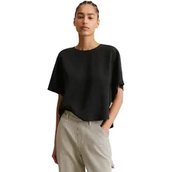 Shirtbluse MARC O'POLO DENIM, Damen, Gr. M, schwarz, Web, Obermaterial: 100% Lyocell, casual, relaxed fit, Rundhals, Kurzarm, Blusen, feine Oberflächenstruktur
