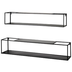 2 HAKU Möbel Wandregale-Set schwarz 85,0/95,0 x 17,0/20,0 x 17,0/20,0 cm