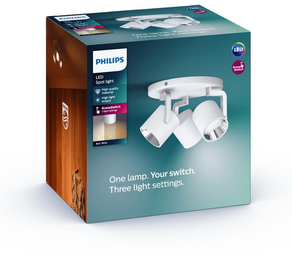 Philips 50673/31/P0 LED Deckenleuchte Byrl 3x4,3W | 2200-2700K - Szene Schalter Funktion, EyeComfort