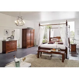 Massivmoebel24 Himmelbett Akazie 200x200x224 nougat lackiert OXFORD 247