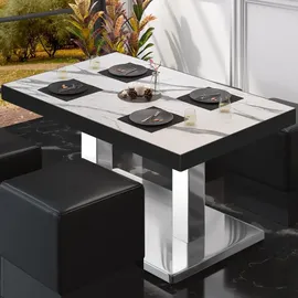 GGM Möbel Bistro Loungetisch 120 x 70 x 41 cm Weiß Marmor/Edelstahl