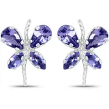 vira jewels Ohrstecker Vira Jewels Silber 925 rhodiniert Schmetterling-Motiv mit echtem Tansanit 1,16
