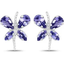 vira jewels Ohrstecker Vira Jewels Silber 925 rhodiniert Schmetterling-Motiv mit echtem Tansanit 1,16