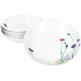 Mambocat 6er Set Marie Suppenteller 400ml Porzellan 6 Personen tiefe Teller Pasta Blumen