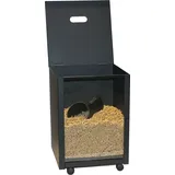 MS Beschläge Pelletskorb mit Frontscheibe 39 x 52 x 39 cm Holzkorb Schwarz