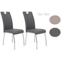P & B Polsterstuhl Andrea Kunstleder grau 2er Set