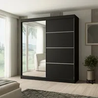 beautysofa Schiebetürenschrank PACO 200 x 215 x 61 cm Schwarz