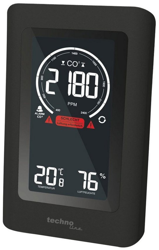 technoline Sensor WL 1030, Innenluftfeuchtigkeitsanzeige, Innentemperaturanzeige in °C oder °F schwarz