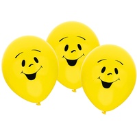 Amscan 450035 - 6 Latexballons Sunny, Durchmesser 22,8 cm, Dekoration, Smiley, Luftballon, Geburtstag, Themenparty