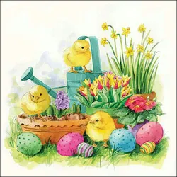 20 Servietten Papier 33x33cm 3-lagig - hochwertige Einweg Papierservietten für Ostern Frühling Osterfrühstück Tischdeko Osterküken Ostereier