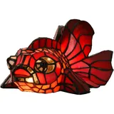 Bieye Red Telescope Fantail Goldfish Tischlampe im Tiffany-Stil Buntglas-Akzent-Nachtlicht für die Inneneinrichtung L30827