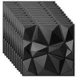 3D Wandpaneele 3D Paneele PVC Platte 3D Wandpaneele 3D Wall Panels Fassadenverkleidung Deckenplatten Gaming Wall Panels Paneele Tapete Schwarz für Wohnzimmer, Schlafzimmer 12 Stück