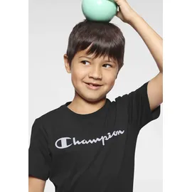 Champion T-Shirt CHAMPION, Jungen, Gr. L (152/158), schwarz-weiß (schwarz, weiß), Obermaterial: 100% Baumwolle, Rundhals, Shirts T-Shirt, Kurzarm, mit Logoschriftzug, aus Baumwolle und Polyester