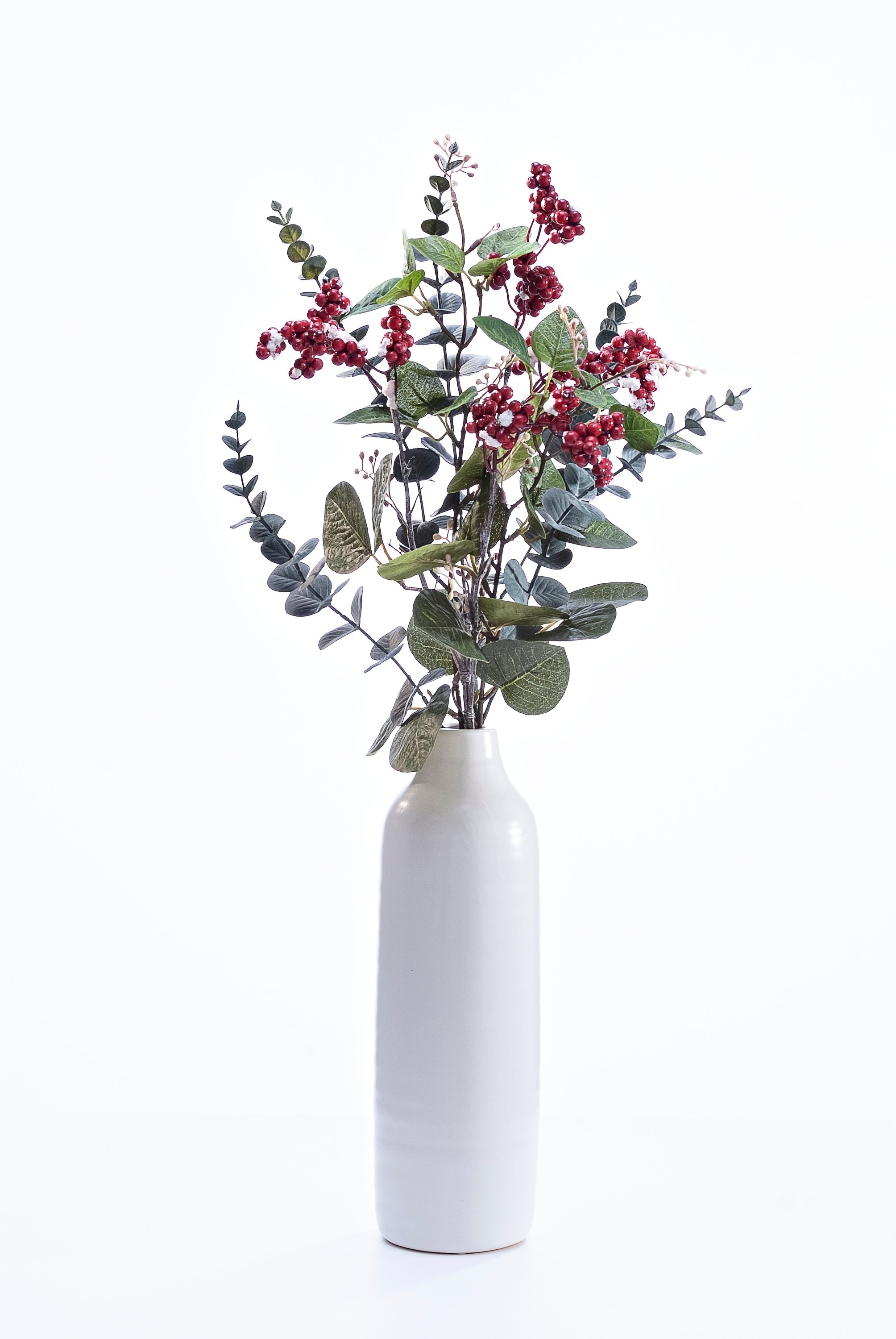 Beeren-Eukalyptus-Bouquet Mit Keramikvase