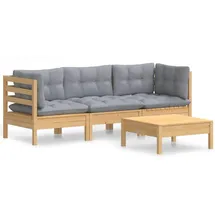 vidaXL Lounge Set 4-tlg. grau/braun inkl. Kissen